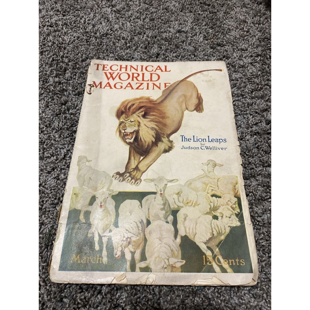 Technical World Magazine The Lion Leaps By Judson C. Welliver March 1913 ( Old )